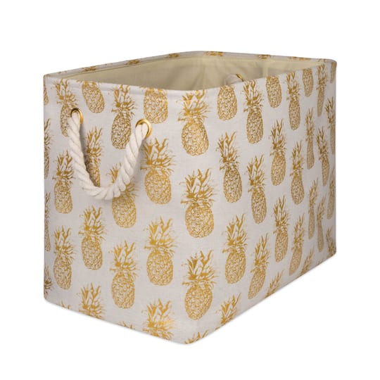 DII® Medium Rectangle Gold Pineapple Polyester Bin | 16" x 10" x 12" | Michaels®